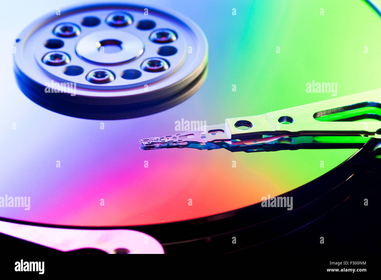 Festplatte platter und Schreib-/Lesekopf (HDD Schreib-/Lesekopf, Festplatte) Stockfoto