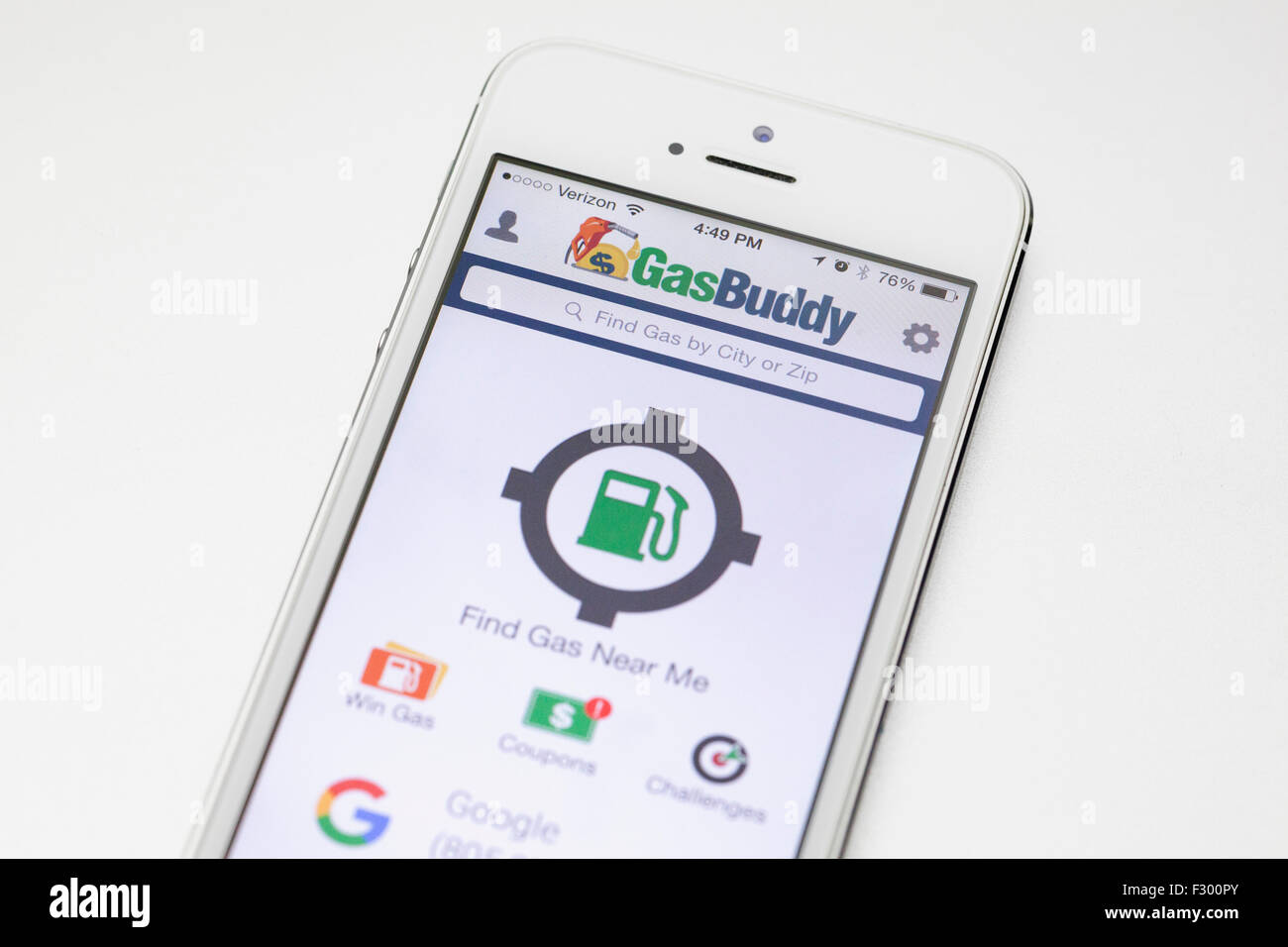 Gas-Buddy-app auf dem iPhone Bildschirm - USA Stockfoto