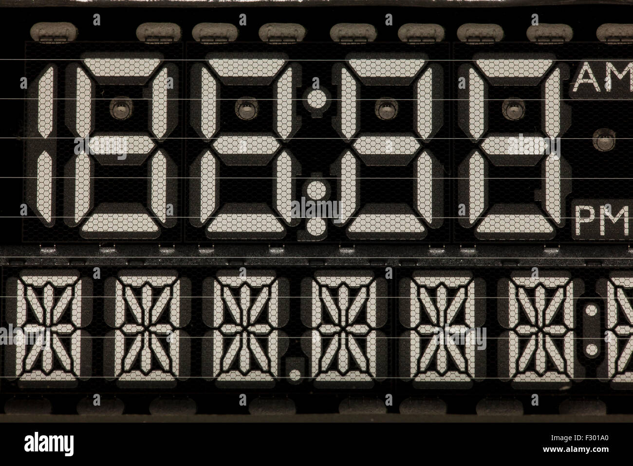 Sieben und neun-Segment Display-Geräte verwendet auf Digitaluhr Stockfoto