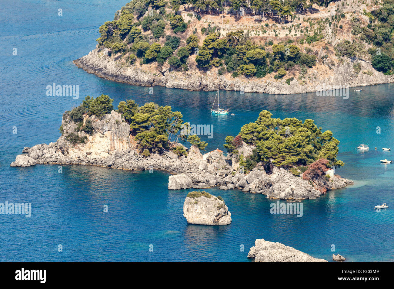 Die kleine Insel Panagia in Parga, Griechenland Stockfoto