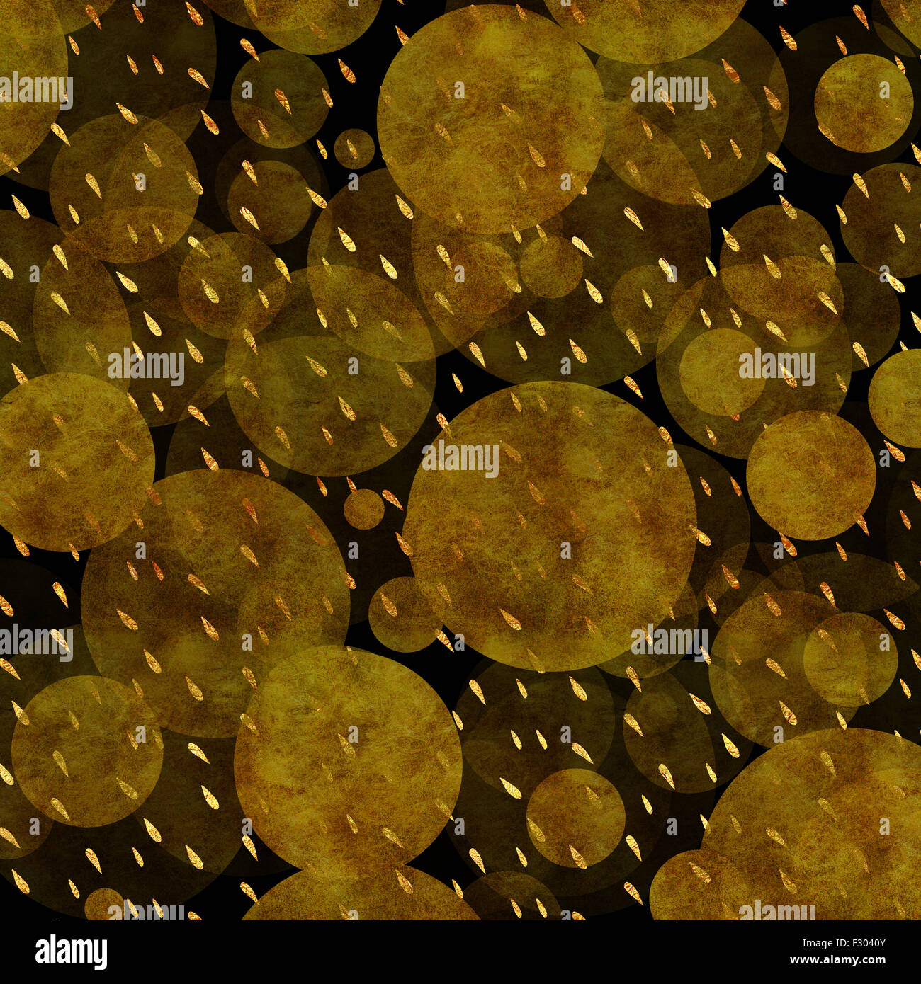 Faux Goldfolie Polka Dots Glitter auf schwarze Texturmuster Stockfoto