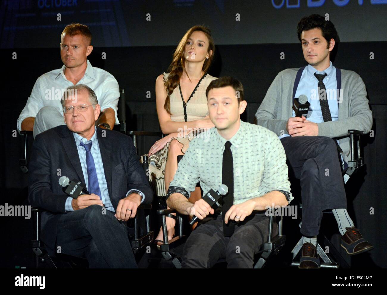 New York, NY, USA. 26. Sep 2015. James Badge Dale, Charlotte Le Bon, Ben Schwartz, Robert Zemeckis, Joseph Gordon-Levitt in Anwesenheit für AOL bauen Speaker Series: THE WALK, AOL Hauptquartier, New York, NY 26. September 2015. Bildnachweis: Derek Sturm/Everett Collection/Alamy Live-Nachrichten Stockfoto