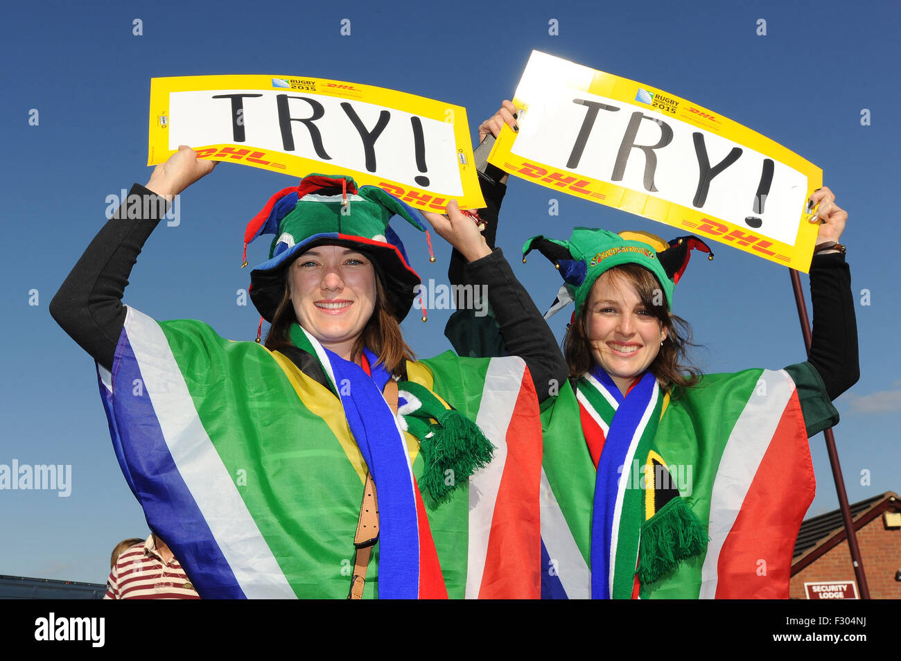 26. September 2015: Fans genießen Sie die Atmosphäre vor dem Match 15 der Rugby World Cup 2015 zwischen Südafrika und Samoa, Villa Park, Birmingham, England (Foto von Rob Munro/CSM) Stockfoto