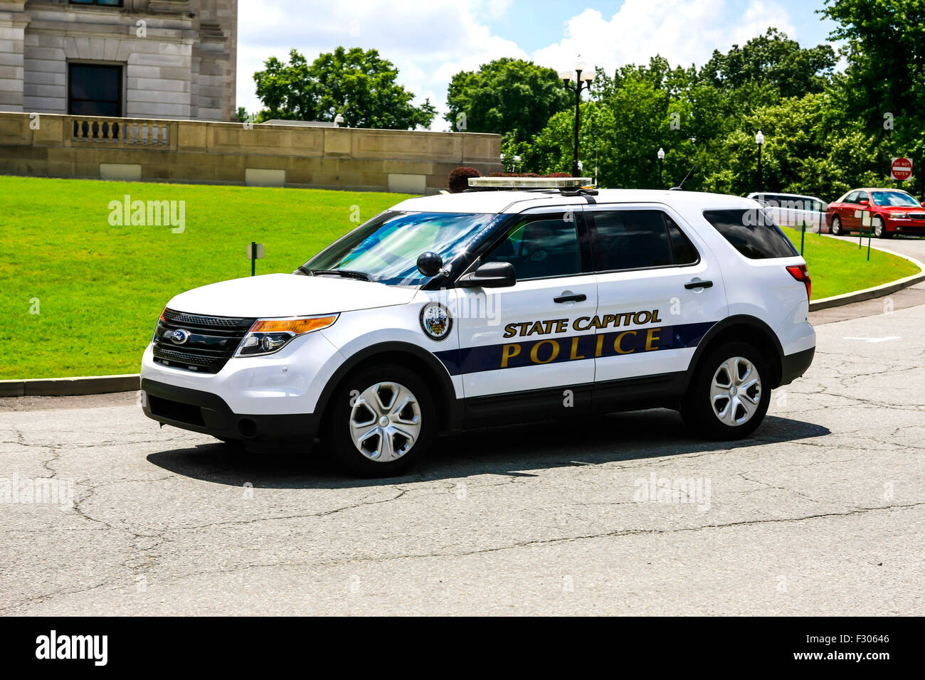 Arkansas State Capitol Police Fahrzeug patrouillieren das State Capitol-Gelände in Little Rock Stockfoto