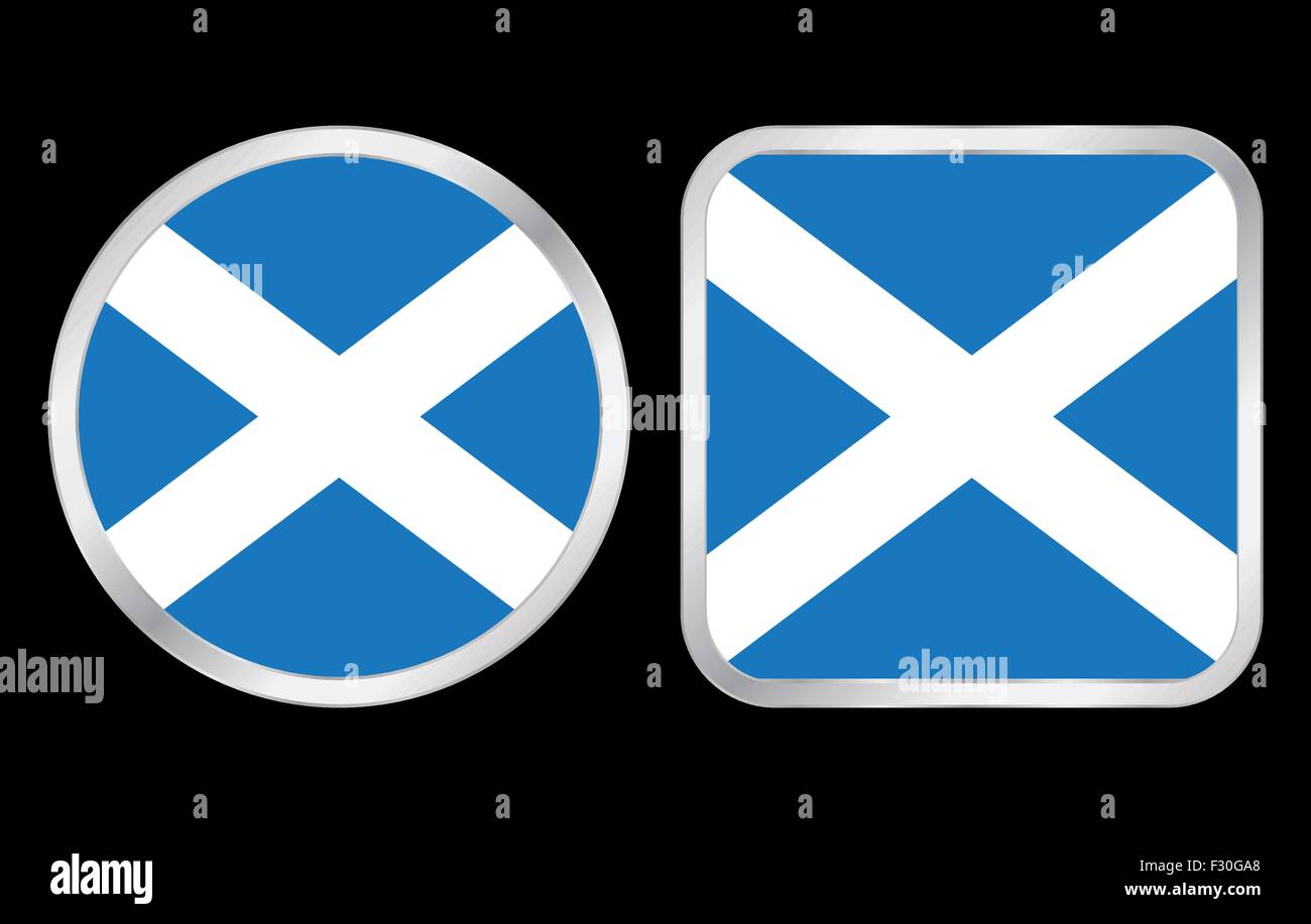 Schottland Fahne - zwei Symbol auf schwarzem Hintergrund. Vektor-Illustration. Stock Vektor