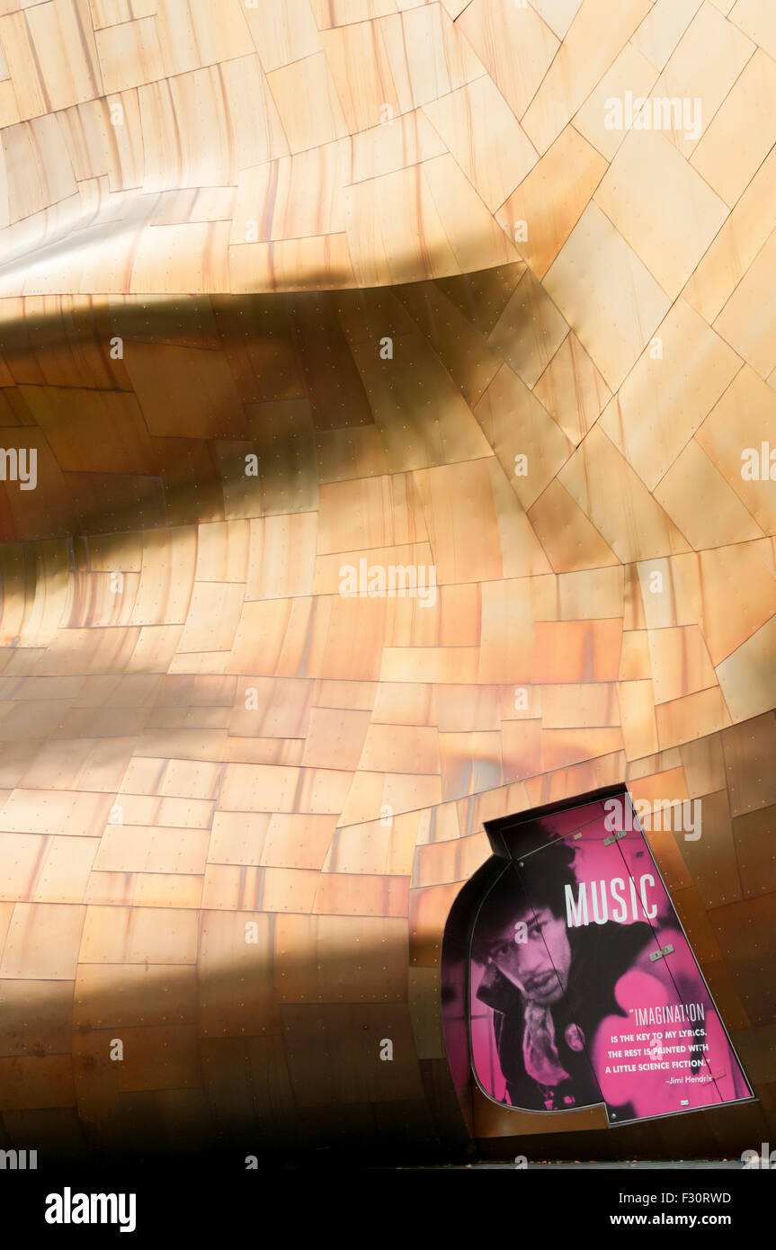 Ein Detail der EMP Museum oder Experience Music Project in Seattle Center von Frank Gehry entworfen. Stockfoto