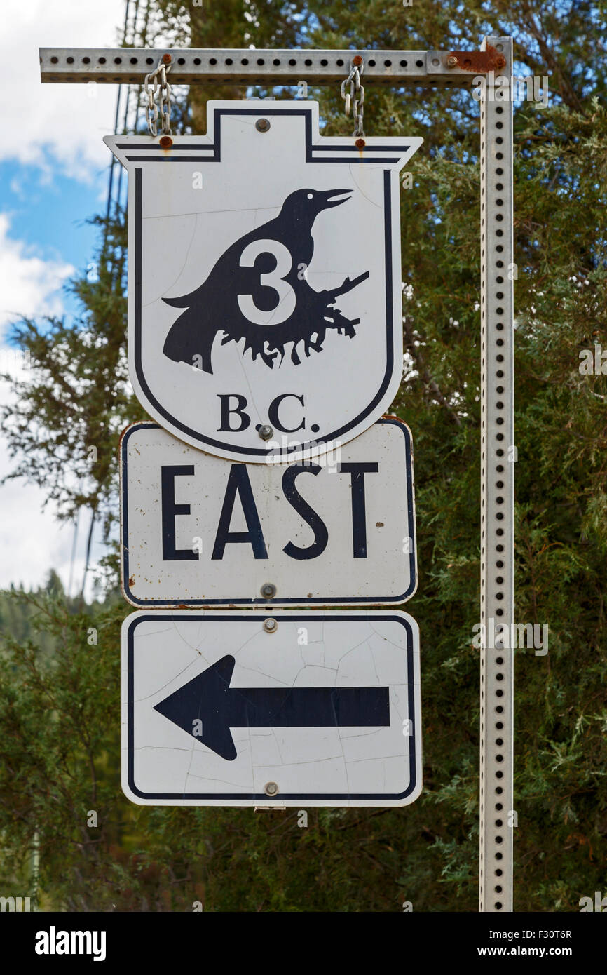 Autobahn 3 oder Crowsnest Highway, auch bekannt als die Interprovincial oder der südlichen Trans-Provinz in British Columbia, Kanada Stockfoto