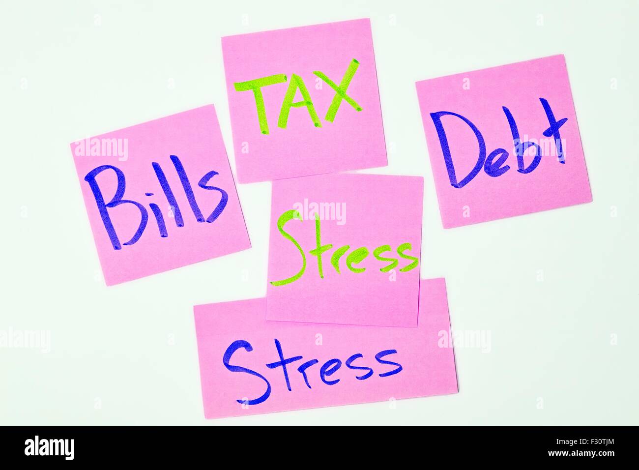 Steuerschulden Stress Rechnungen Stockfoto