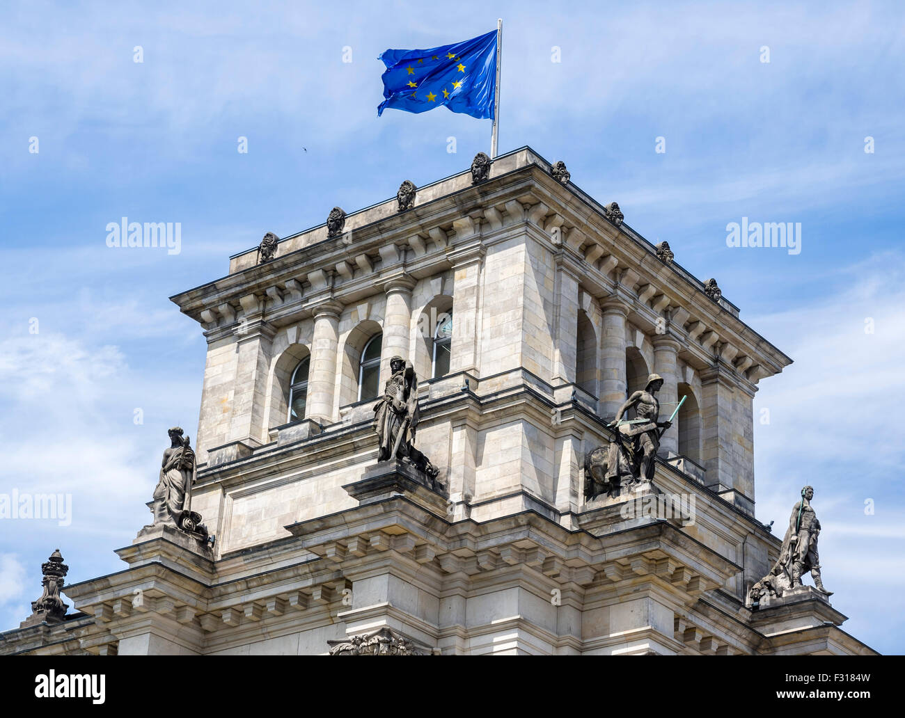 Reichstag, EU-Flagge, Berlin, Deutschland Stockfoto