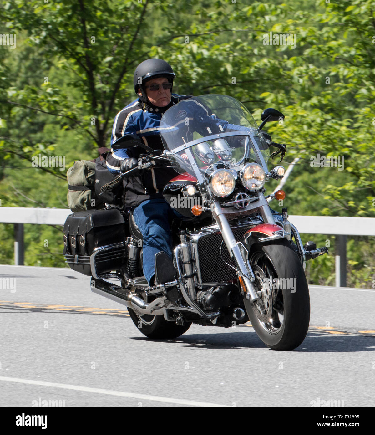 Mann auf einem Motorrad Motorrad Triumph Rocket III. Stockfoto