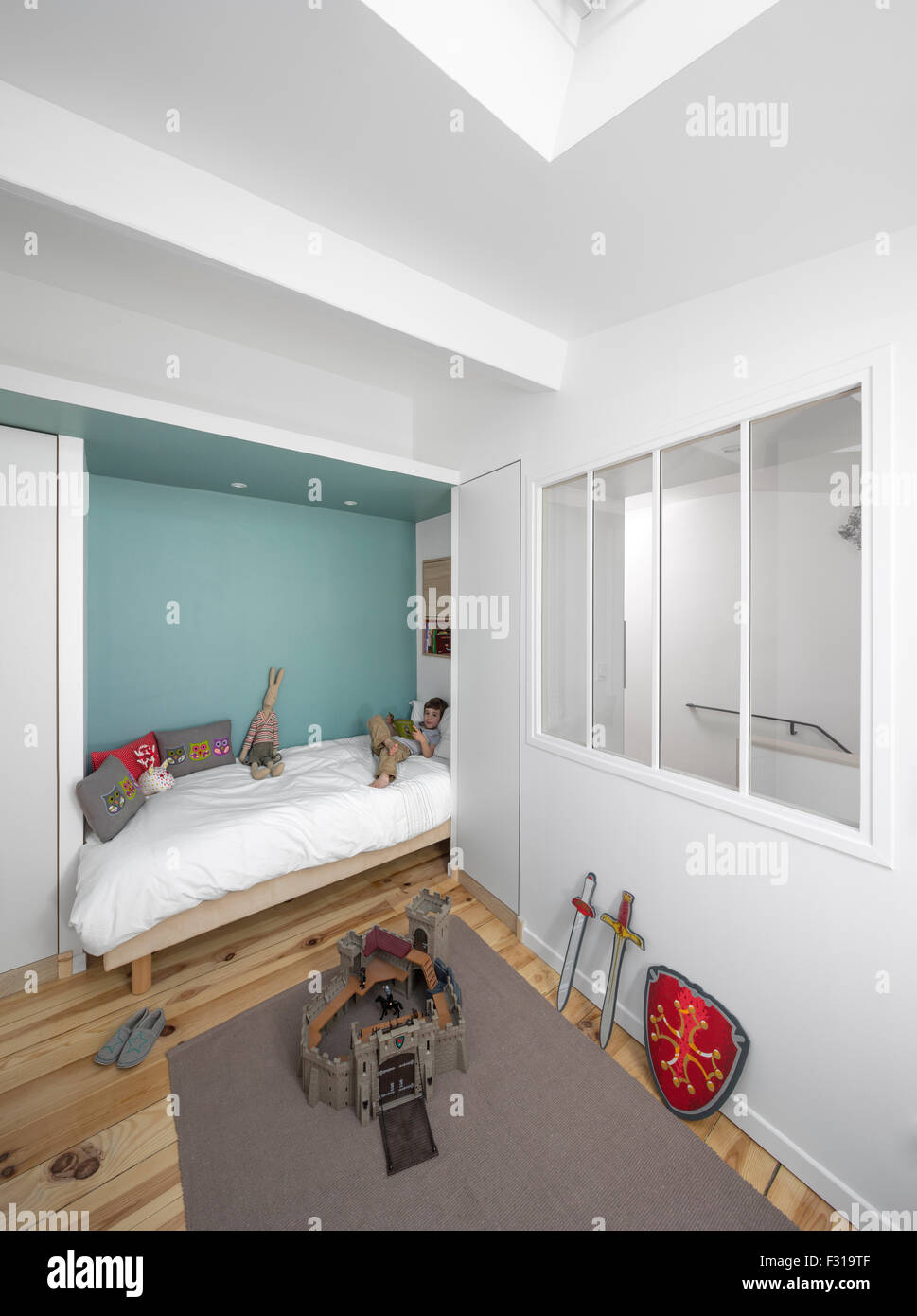 Ein Kind kleinen Raum Schlafzimmer (Frankreich). Petite Chambre d ' enfant (Frankreich). Stockfoto