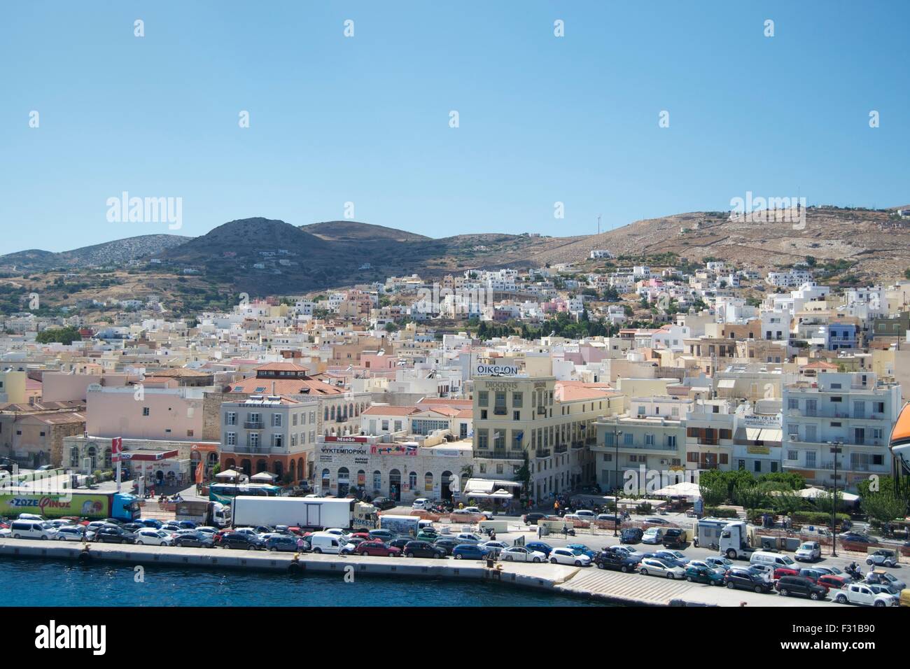 Naxos Insel Griechenland Blauwasser Küste Strand Reisen Schiff Stockfoto