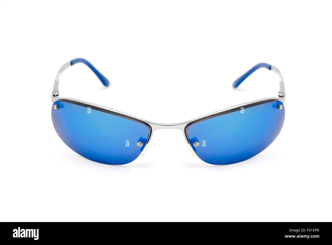 Sonnenbrillen auf weißem Hintergrund Stockfoto