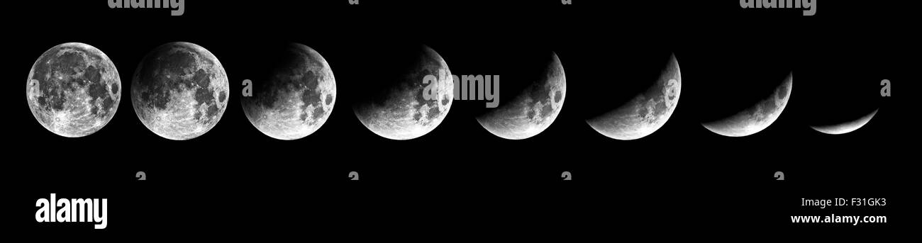 Swansea, Großbritannien. 28. Sep, 2015. Die Erden Schatten bewegt über die Monde Oberfläche während der ersten Phase der Mondfinsternis Tonights ersichtlich. Bildnachweis: Phil Rees/Alamy Live-Nachrichten Stockfoto