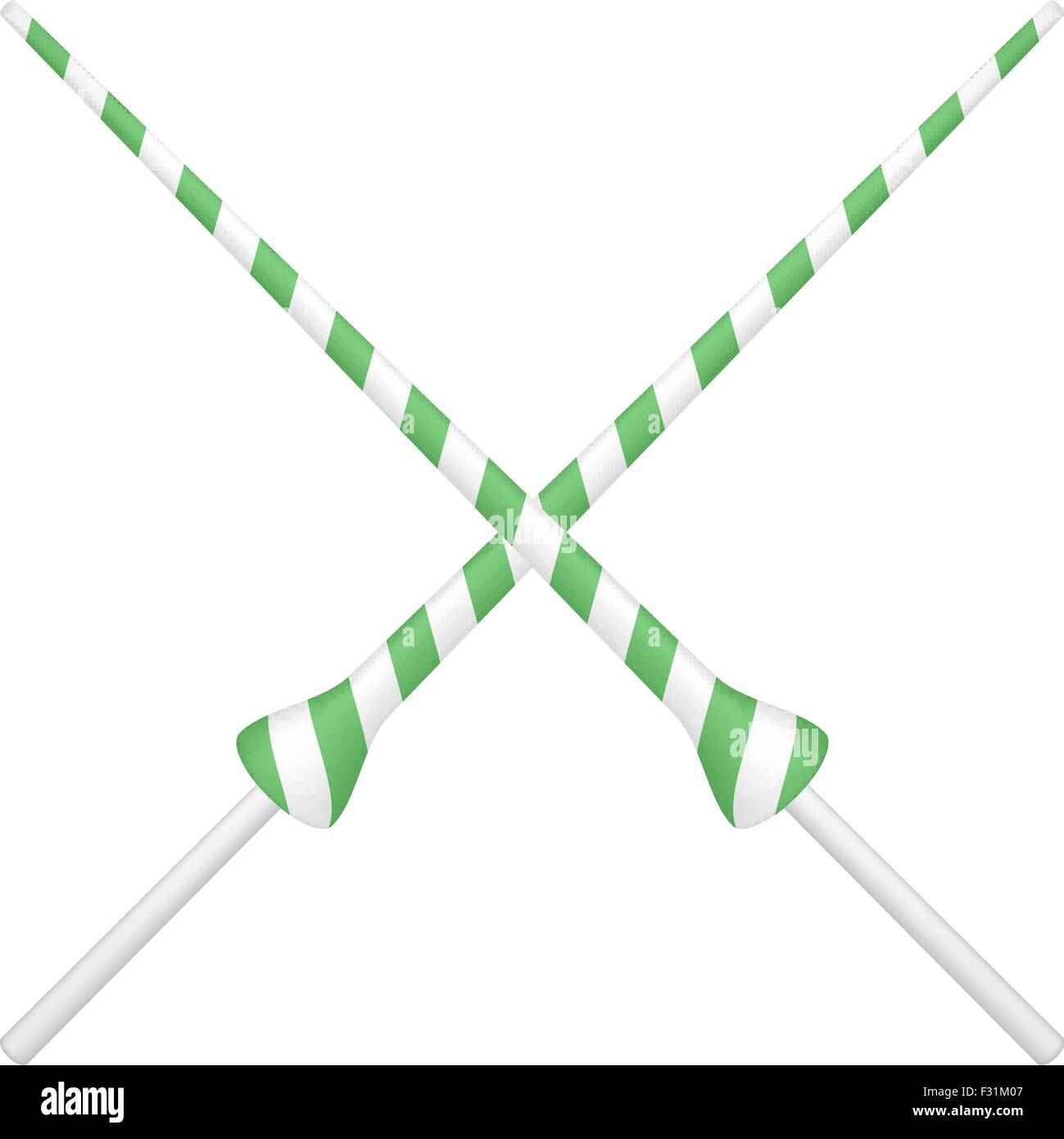 Zwei gekreuzte Lanzen im grün-weißen design Stock Vektor