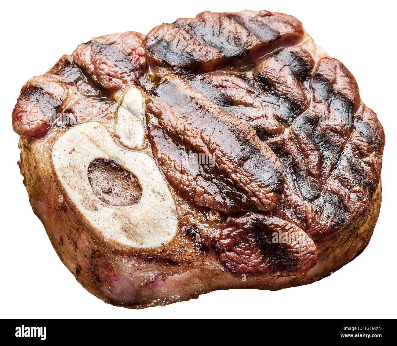 Rindersteak auf weißem Hintergrund. Datei enthält Beschneidungspfade. Stockfoto