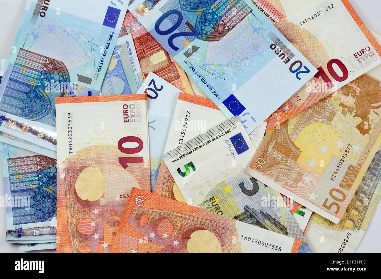 Haufen von Euro Stockfoto