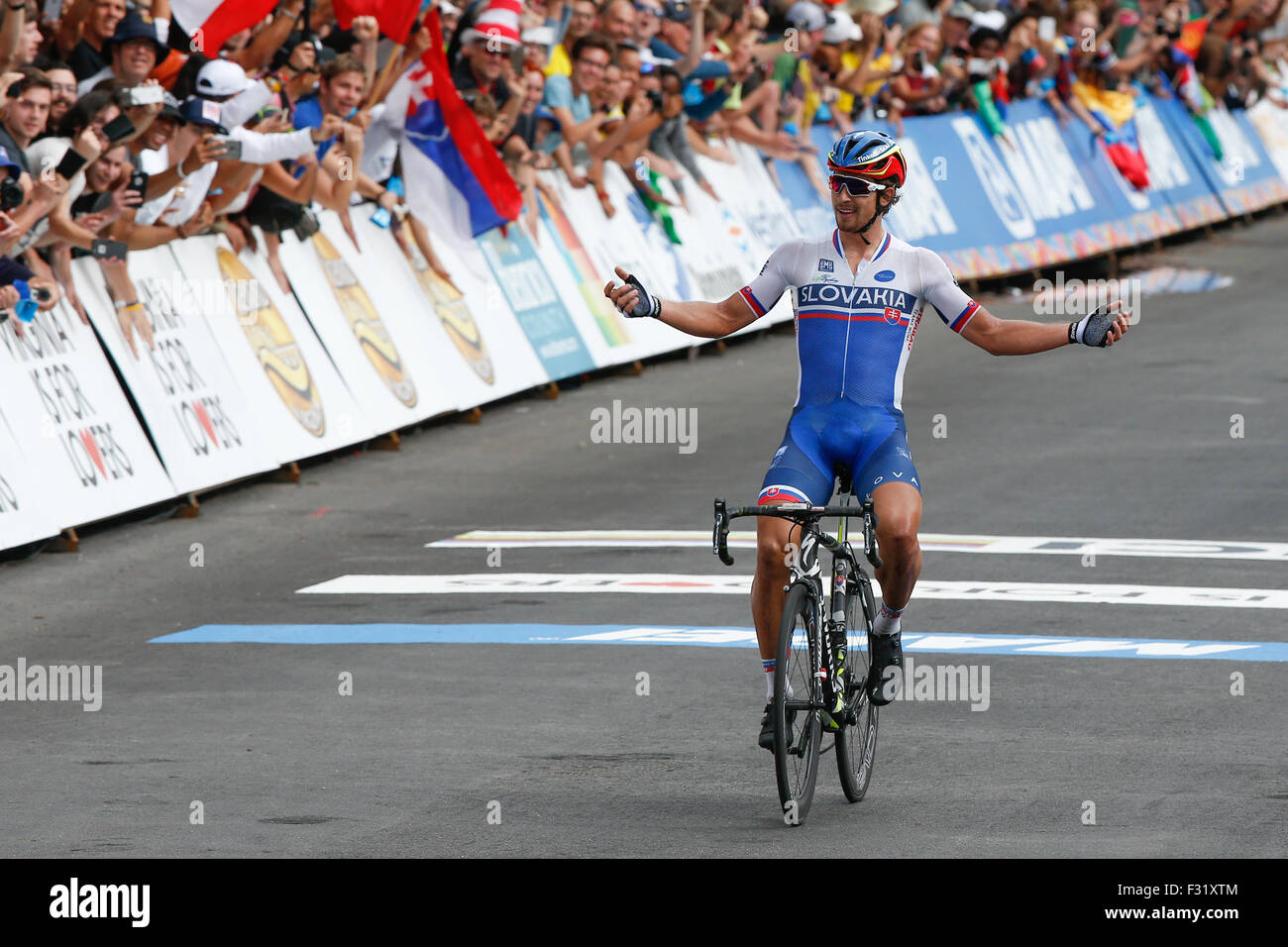 Slowakische Radfahrer Peter Sagan gewinnt den Elite UCI Straßen Rad WM 2015  in Richmond, Virginia Stockfotografie - Alamy