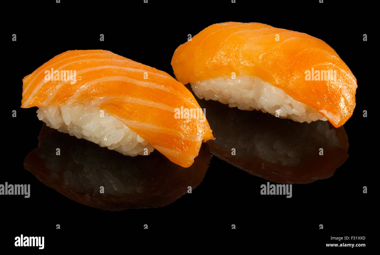 Lachs-Sushi nigiri Stockfoto