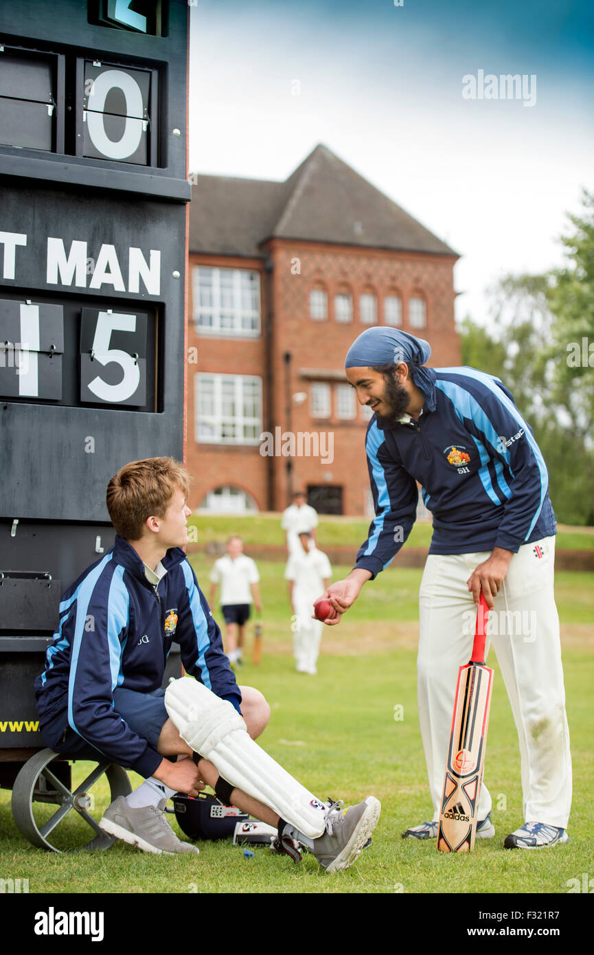 Der untere 6. cricket 1. XI an des Königs Edwards School, Birmingham UK Stockfoto