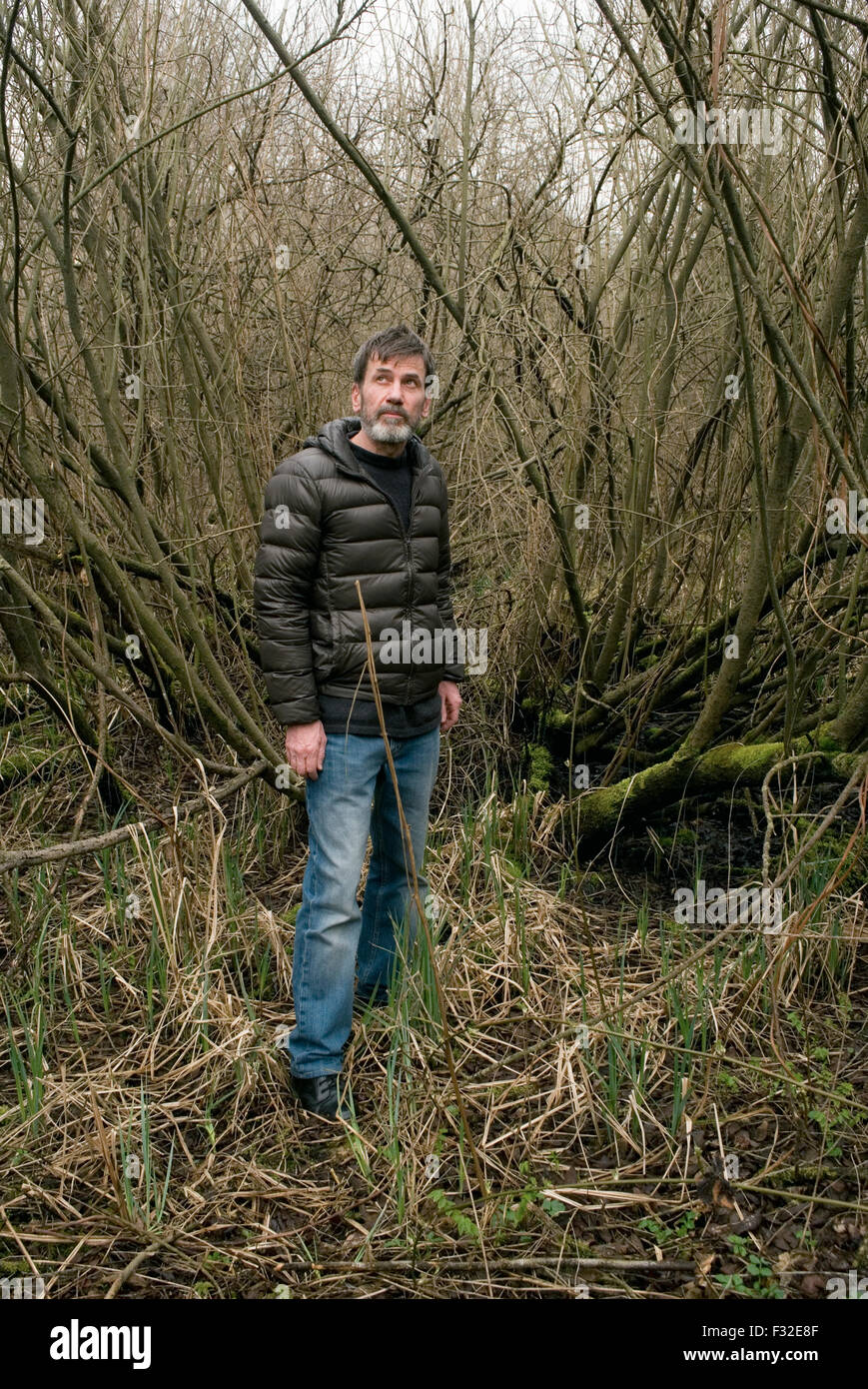 Mann im Wald Stockfoto