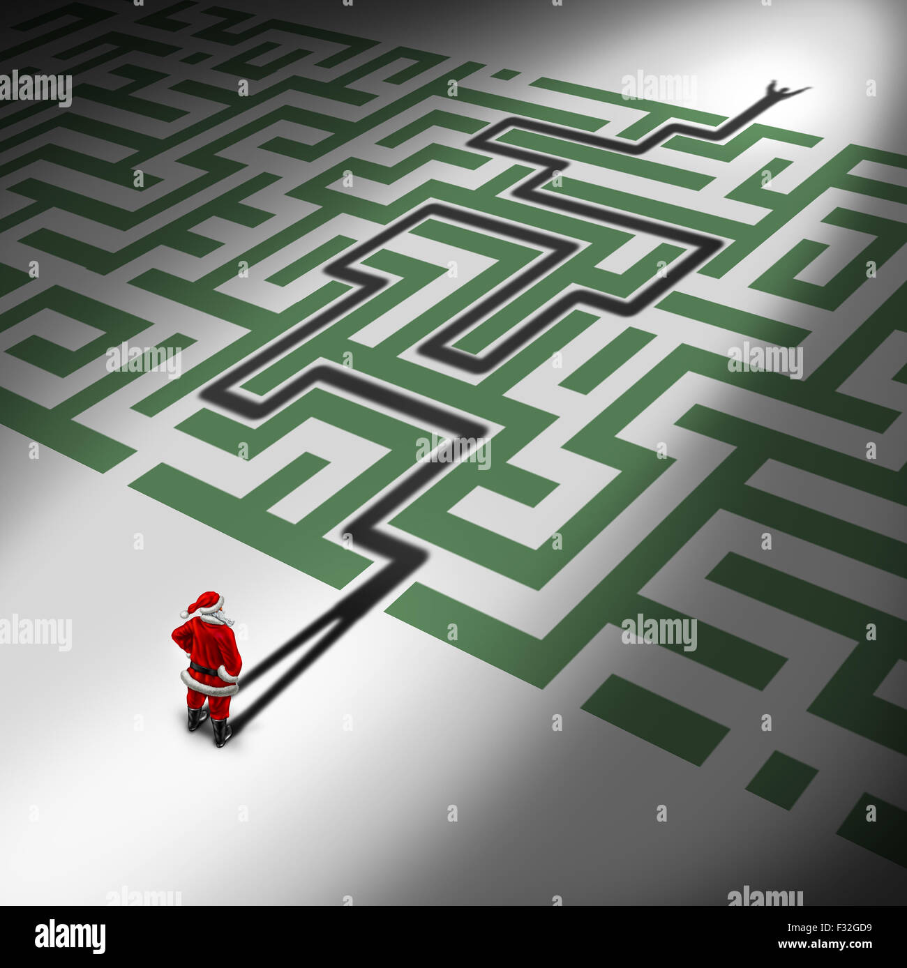 Weihnachten Erfolg als Santa Claus Symbol zur Orientierung und Beratung für Urlaub Herausforderungen als saisonale Konzept mit santaclause Stockfoto