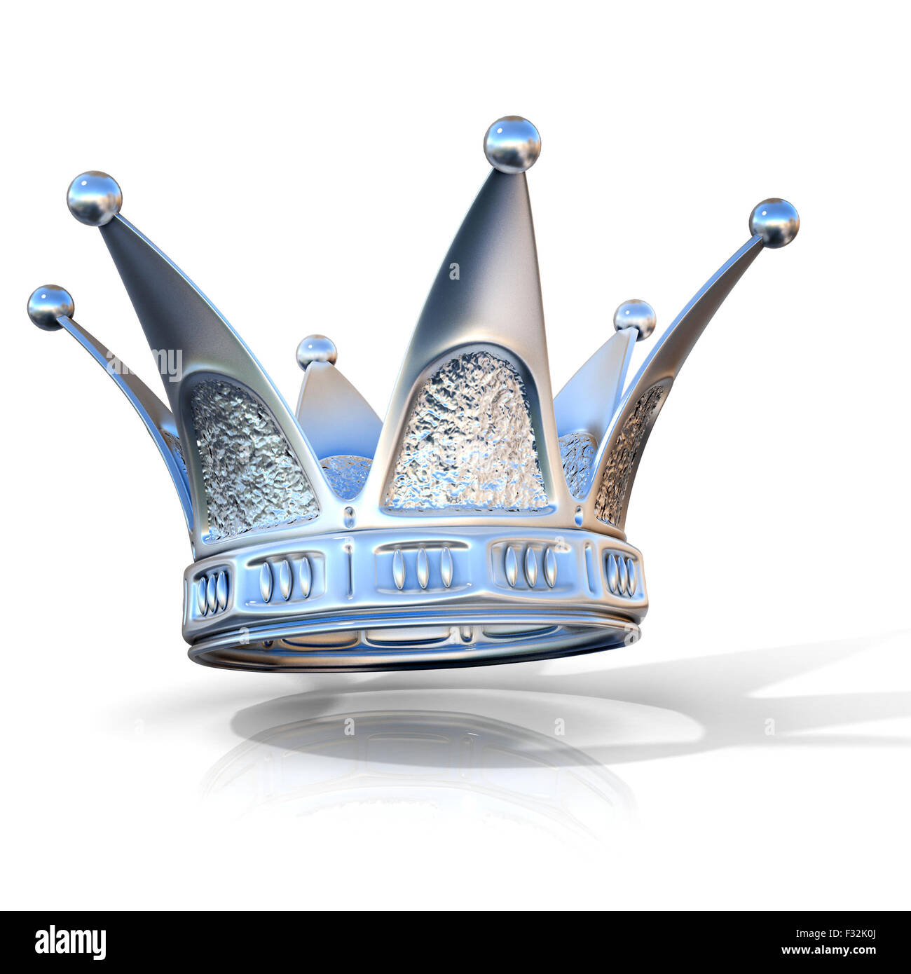 Silberne Krone isoliert auf einem weißen Hintergrund. Seitenansicht Stockfoto