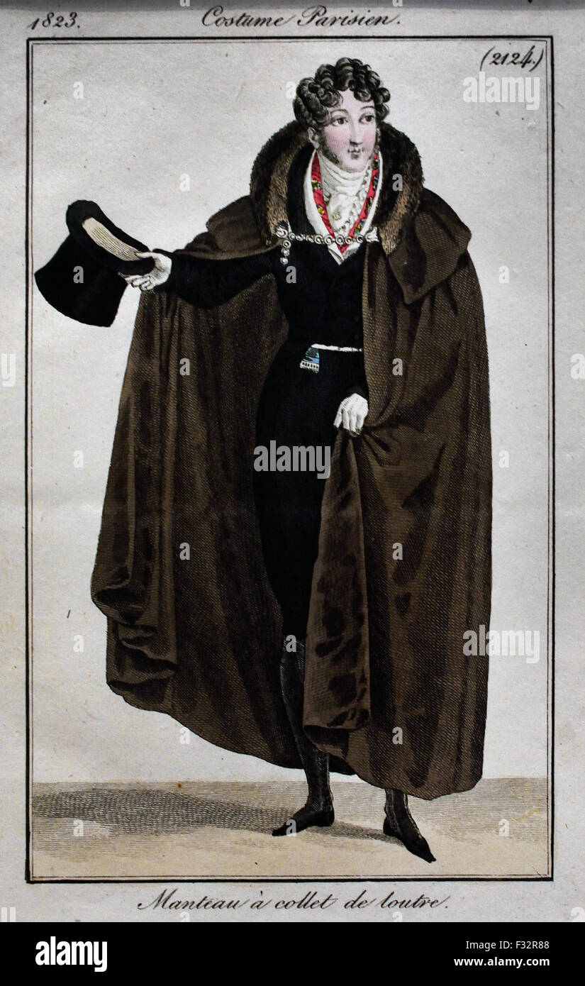 Journal des Dames et des Modi Männer Mode Publised von: Pierre De La Mesangere Hand gefärbt Gravuren 1797-1839 Paris Frankreich Stockfoto