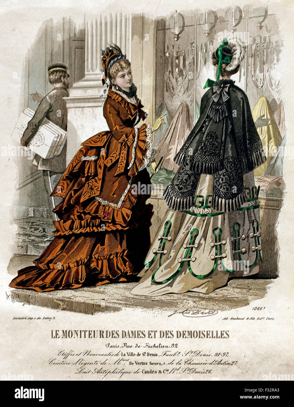 Shopping von Le Moniteur des Dames et des Demoiselles, Le Journal des Dames et des Demoiselles, Het Toilette De Bazar 1872-1879-1878-1882 Gravuren Französisch Paris Stockfoto