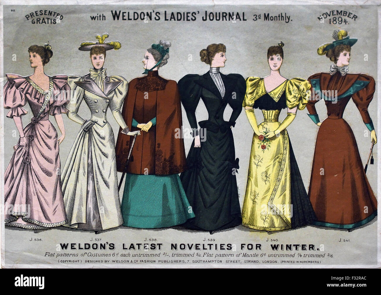 Weldon Ladies Journal veröffentlicht von Weldon und Firma 1895-1900 Hand gefärbt Gravuren London England Stockfoto