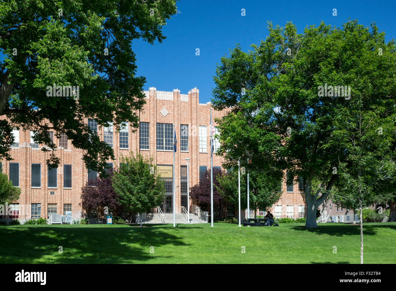 Pocatello, Idaho - das Verwaltungsgebäude an der Idaho State University. Stockfoto