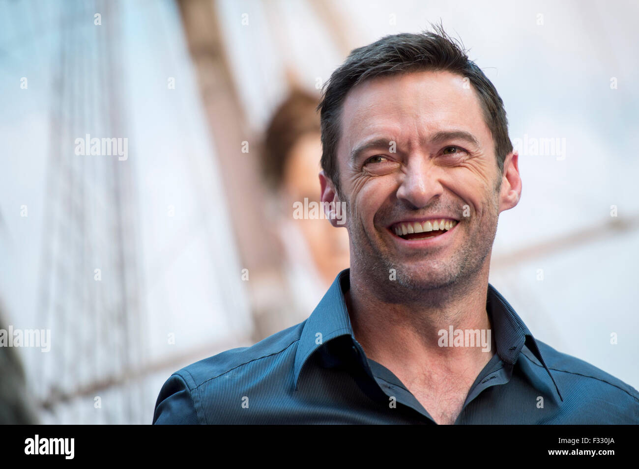 Hong Kong. 28. Sep, 2015. Hugh Jackman besucht Times Square Hong Kong Förderung für seinen neuen Film Pan Credit: Jayne Russell/Alamy Live News Stockfoto