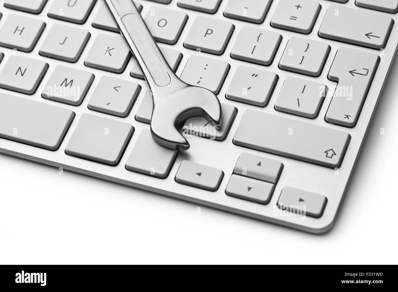 Computer-Tastatur mit weißen Tasten. Stockfoto
