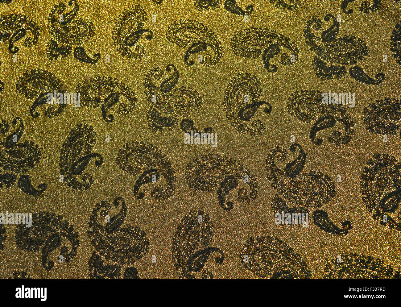 Gold und schwarz floral Stoff Hintergrund Stockfoto