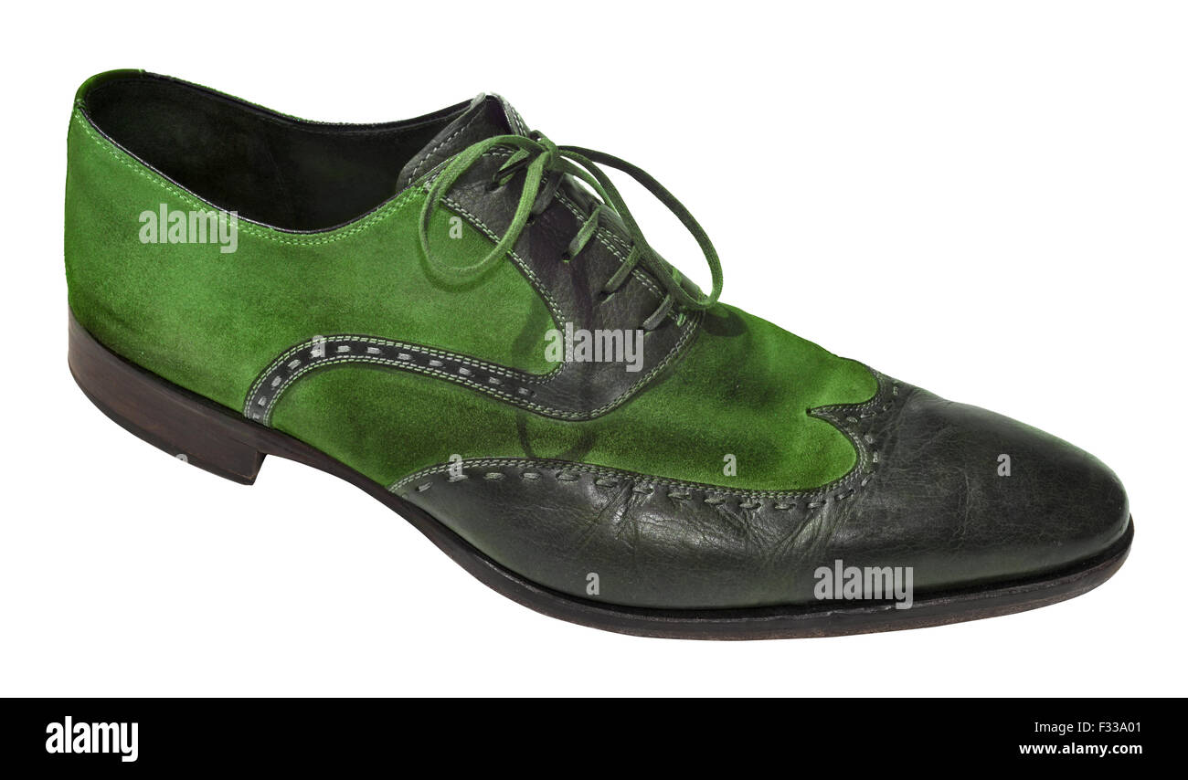 Grüne Herrenschuhe aus echtem Leder Stockfotografie - Alamy