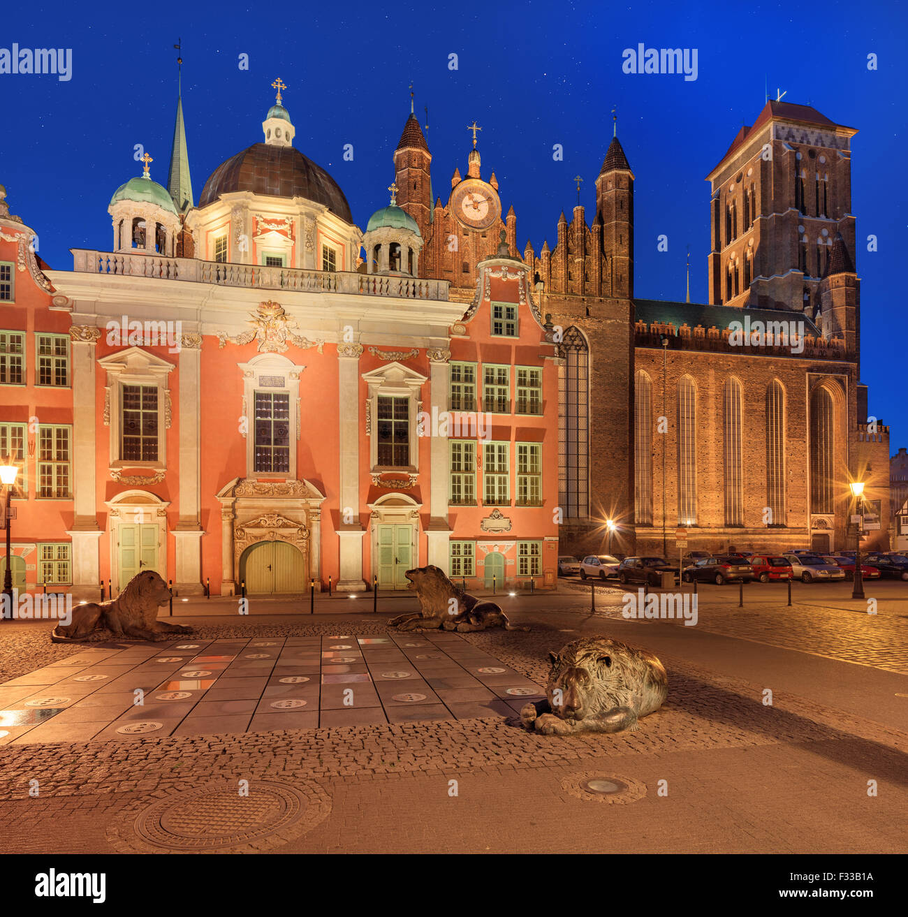 Altstadt Danzig bei Nacht Stockfoto