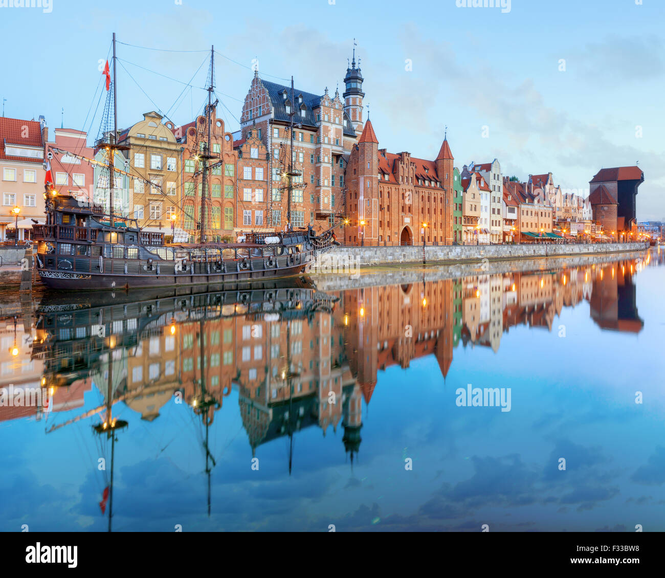 Zentralen Kai von Danzig, Polen Stockfoto