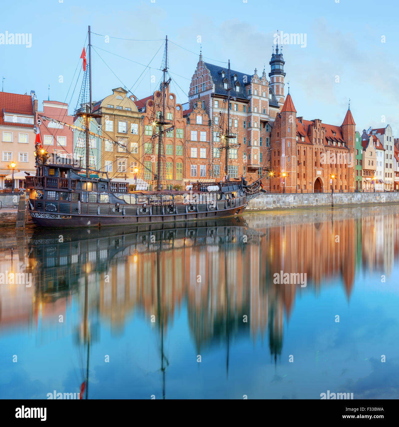 Zentralen Kai von Danzig, Polen Stockfoto