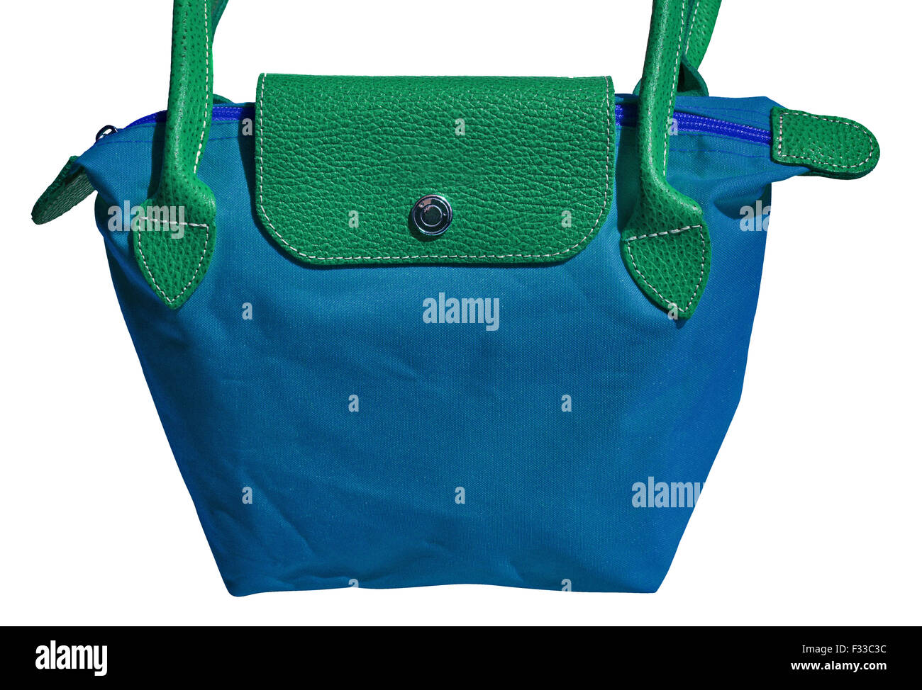 Blaue Damenhandtasche Stockfoto