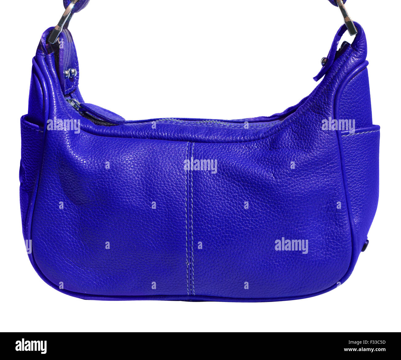 Blaue Handtasche aus echtem Leder Stockfoto