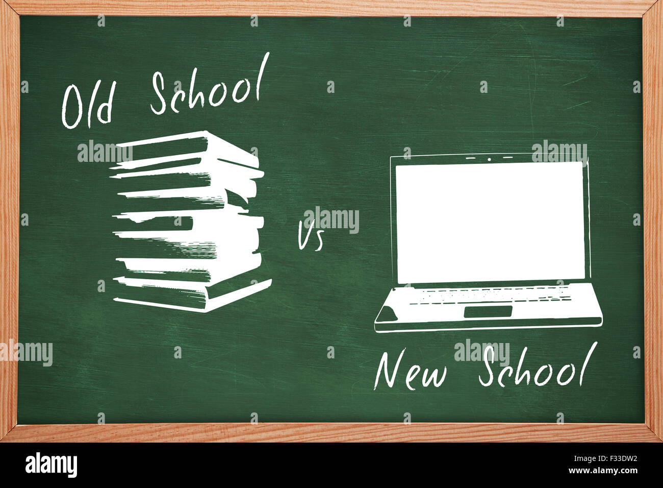 Zusammengesetzte Bild der alten Schule Vs neue Schule Stockfoto