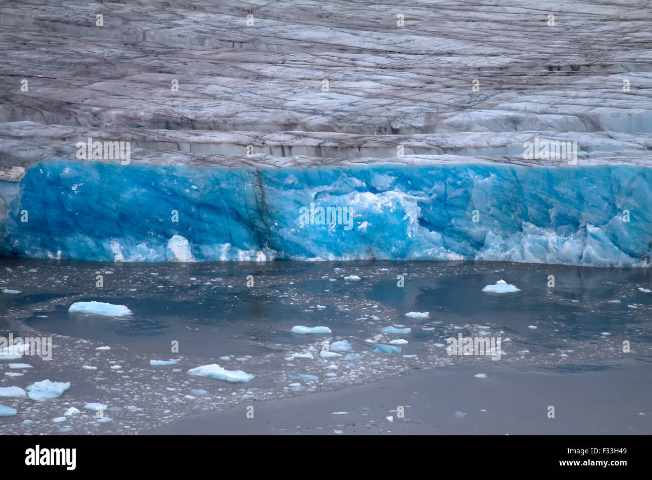 Stirnwand eines Gletschers Nansen. Nördliche Insel Nowaja Semlja Stockfoto