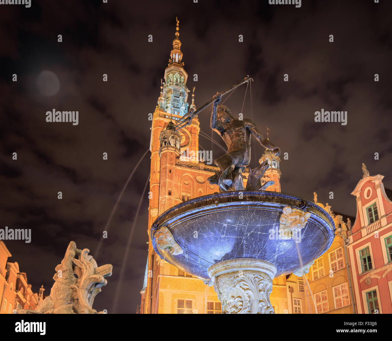Altstadt Danzig bei Nacht Stockfoto