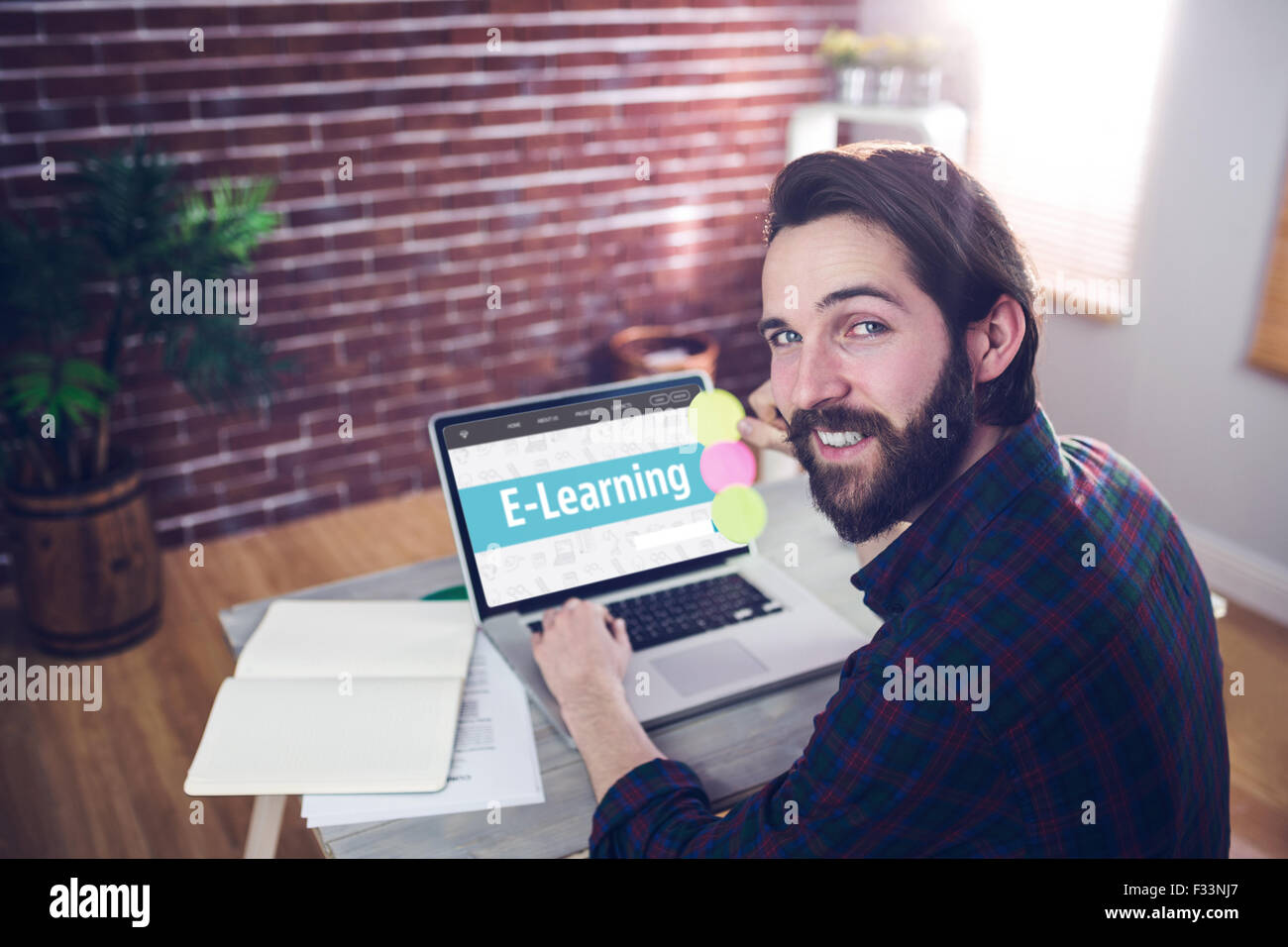 Das zusammengesetzte Bild von e-learning Interface Stockfoto