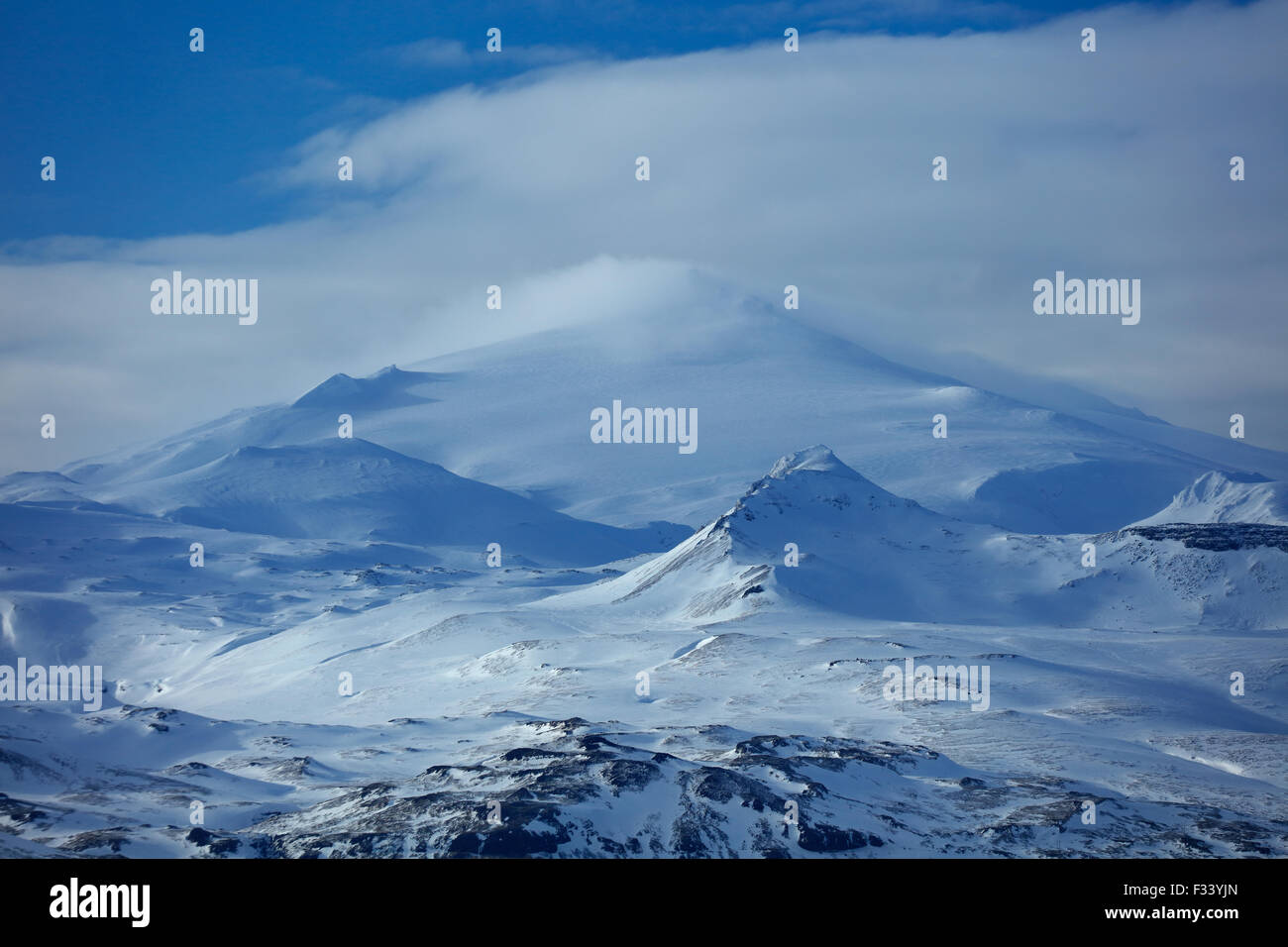 der Snæfellsjökull Gletscher, Snaefellsness-Halbinsel, Island Stockfoto