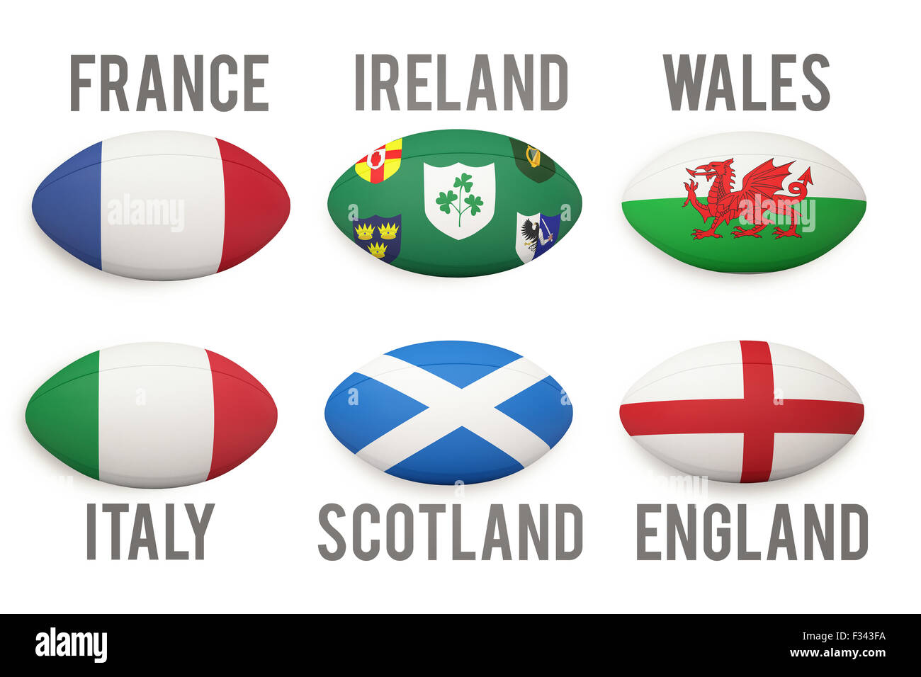 SIX Nations Rugby-Kugeln Stockfoto