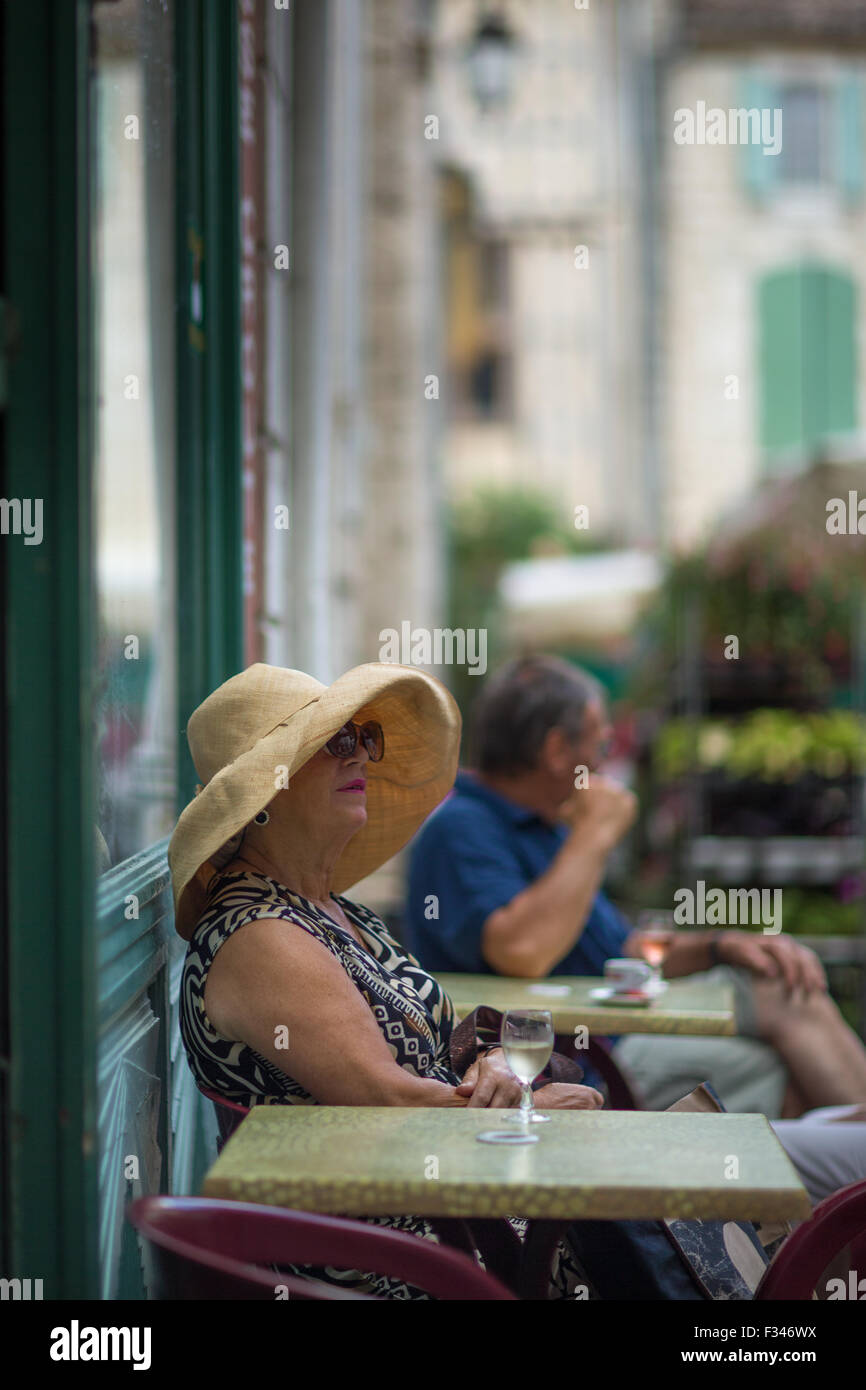 der Markt an Issigeac, zahlt de Bergerac, Périgord, Dordogne, Aquitaine, Frankreich Stockfoto