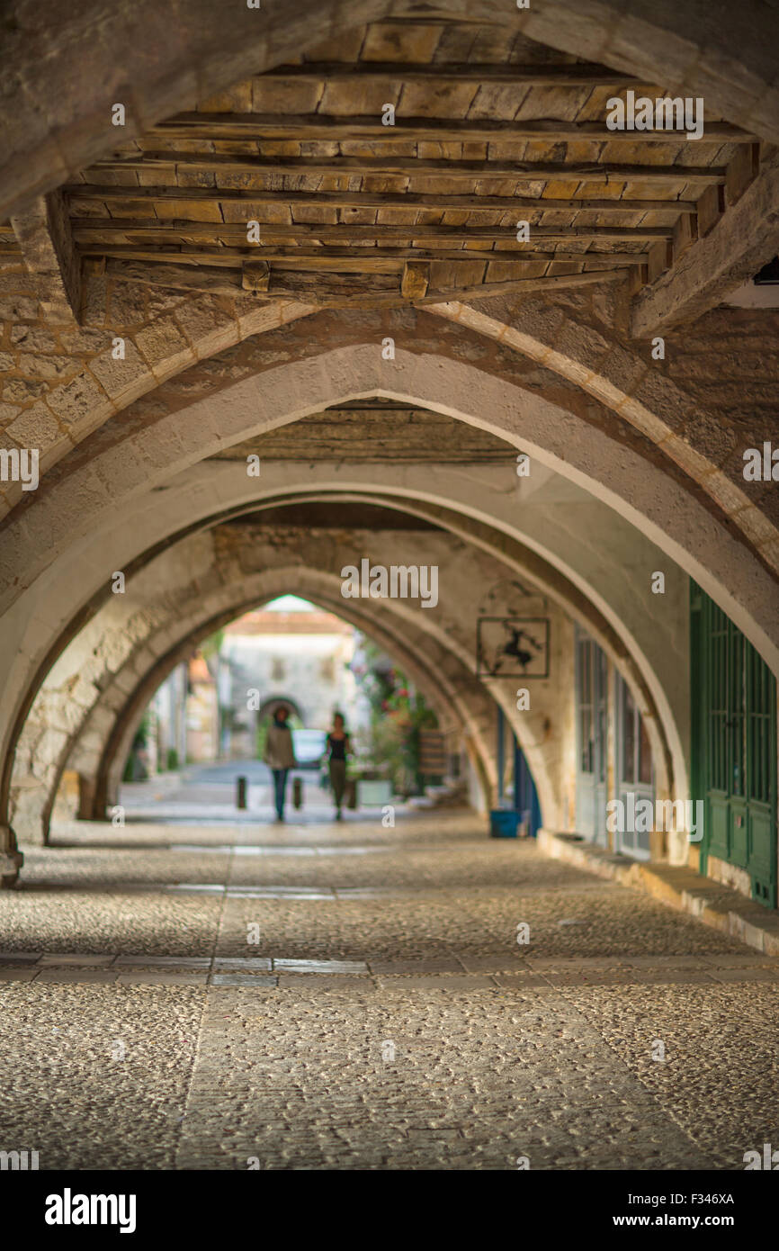 Montpazier, Pays de Bergerac, Périgord, Dordogne, Aquitaine, Frankreich Stockfoto