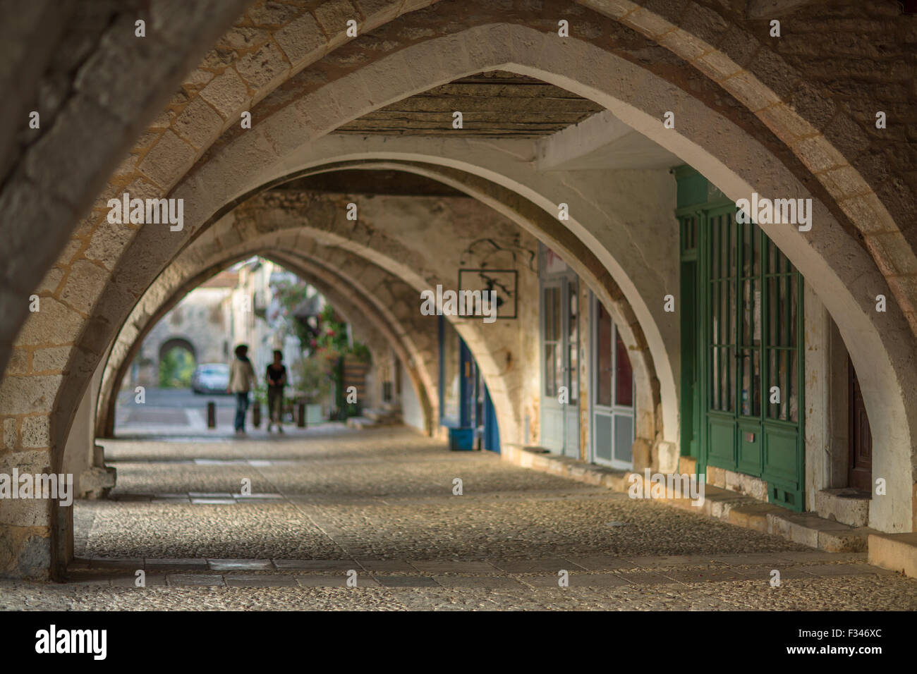 Montpazier, Pays de Bergerac, Périgord, Dordogne, Aquitaine, Frankreich Stockfoto