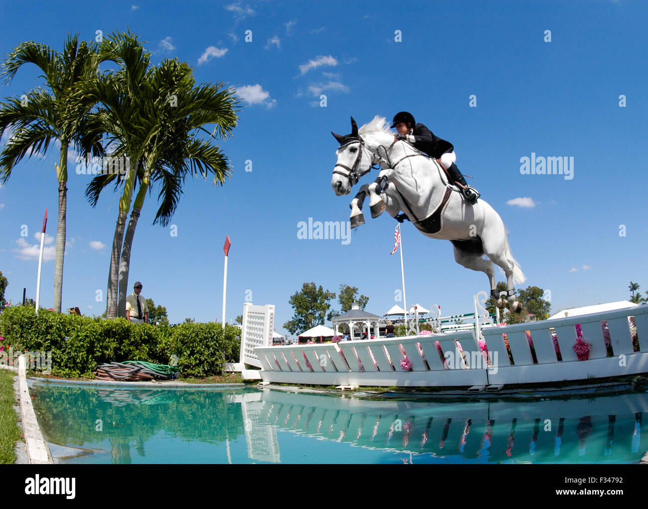 Aimee Aron (USA) Reiten Killigrews Attraktion, Winter Equestrian Festival, Wellington Florida, Stockfoto